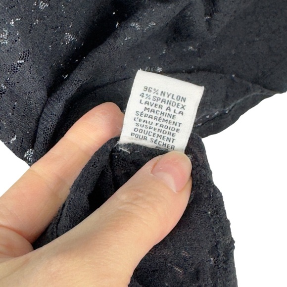 April Cornell Amelie Mock Turtleneck T-Shirt Floral Lace Black Sheer Size Medium - Picture 7 of 14